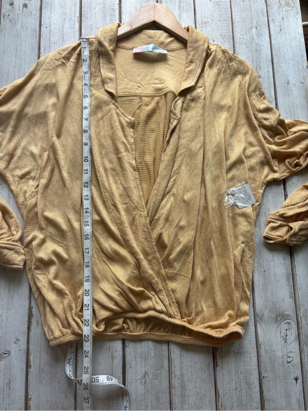 Free People Beach NWT Surplice Waffle Top Light Yellow Size S - Picture 3 of 12